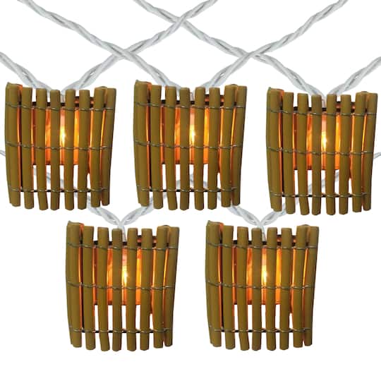 33376865 Tropical Tiki Bamboo Summer Garden Patio Christmas Lights - White Wire, Set of 10